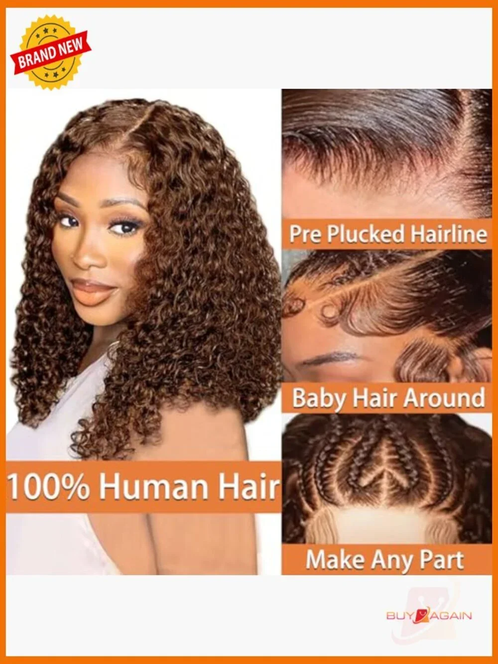 100% Human Hair Curly Bob Wig 200% Density 13x4 HD Lace Front Wig Pre Plucked